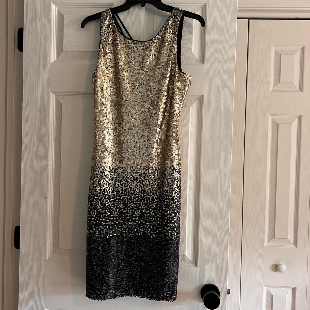 Never worn VENUS Sparkling Gold and Black Mini Dress